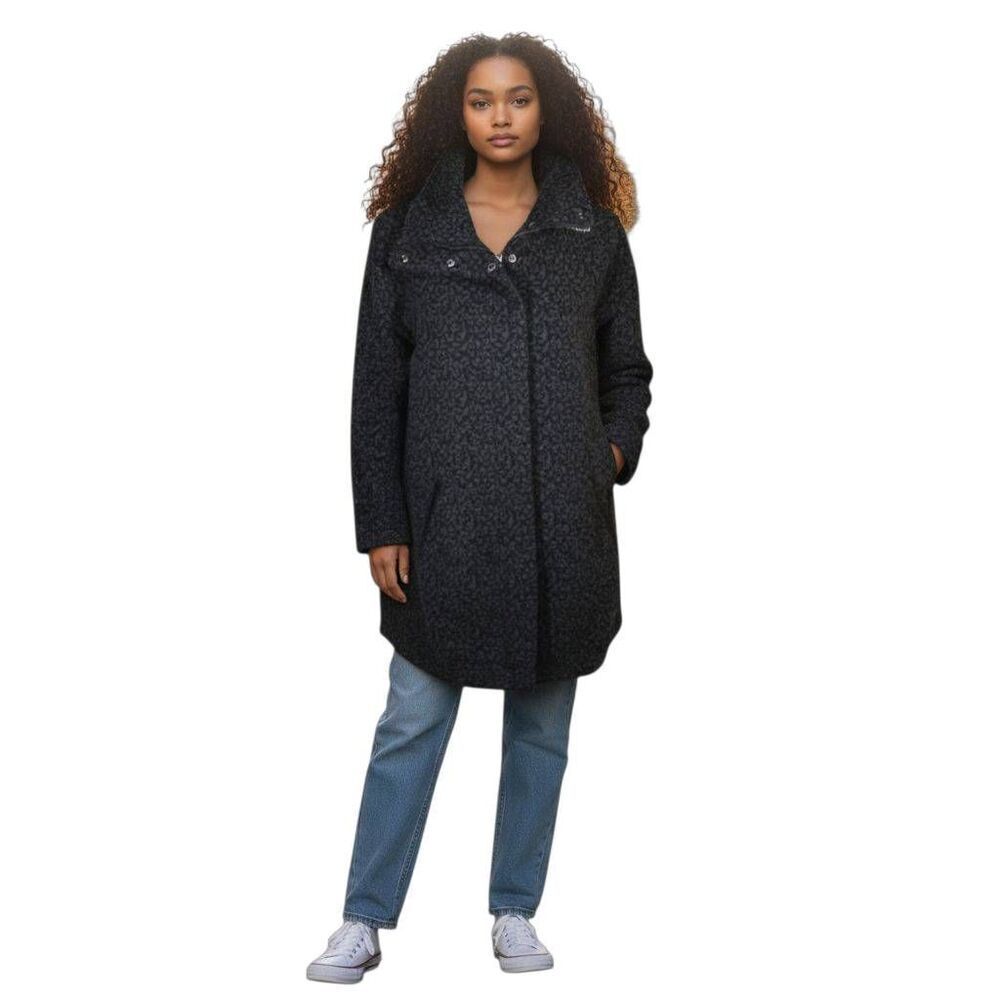 H&M CHARCOAL GRAY LEOPARD PRINT WOOL COAT SZ.6 EUC.
